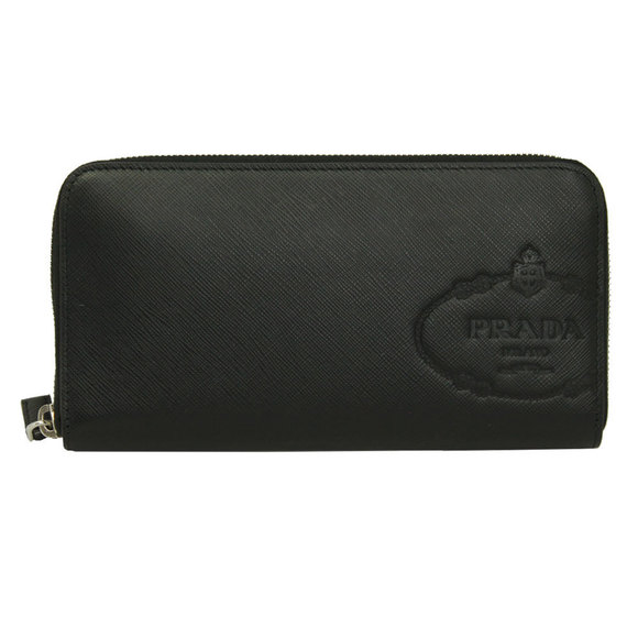 Prada Saffiano Black Nero Wallet Long Leather Zip - Picture 1 of 4